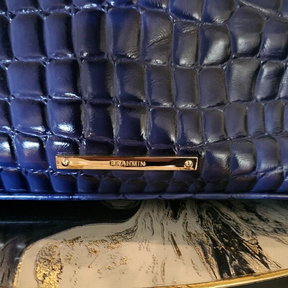 Brahmin Vivian Dome Satchel Blue Croc Embossed Leather - Picture 4 of 5